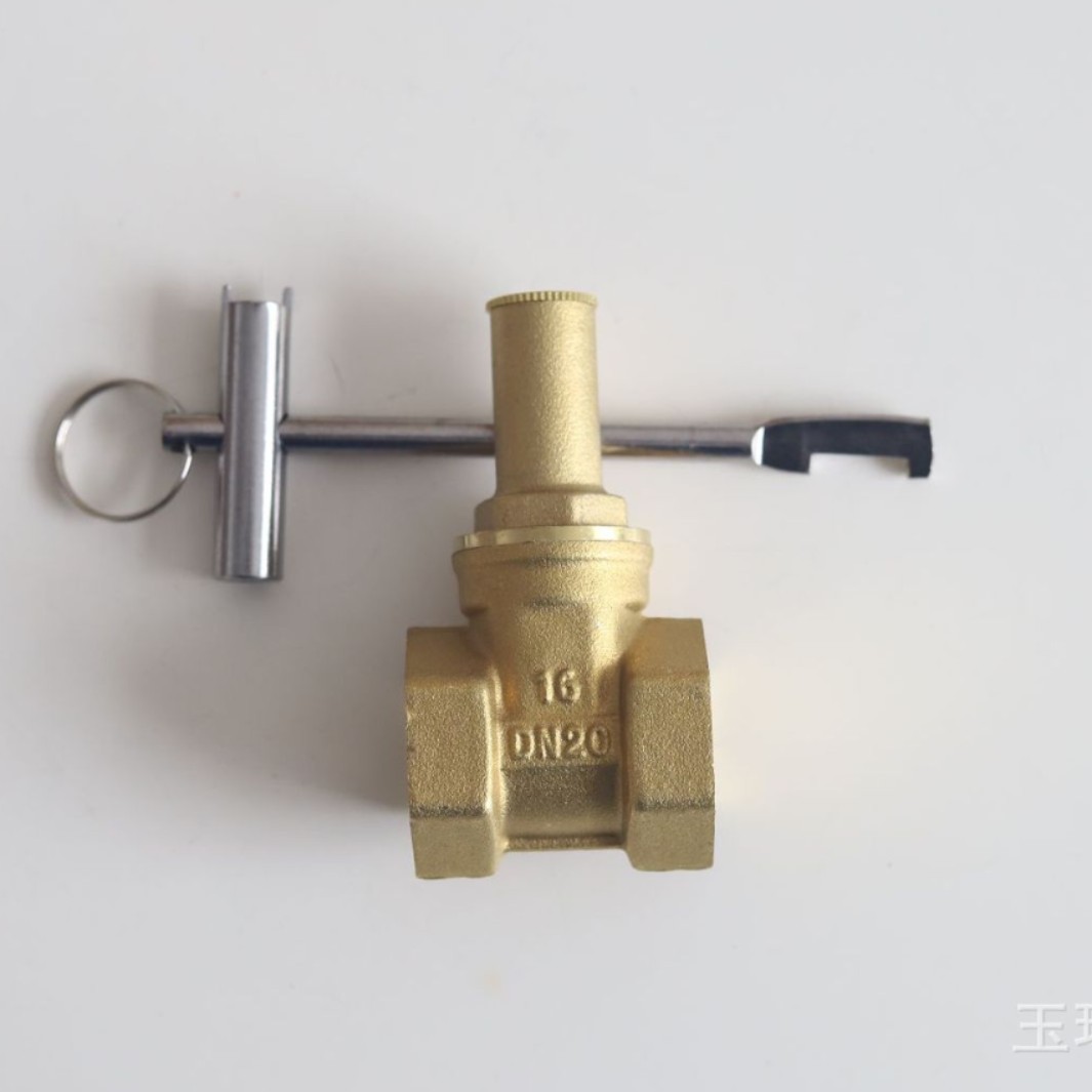 银利工程闸阀水表前带防盗锁闭阀DN15螺纹开关水三角铜杆带锁闸阀