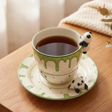 熊猫ins可爱原创陶瓷马克杯咖啡杯碟彩盒生日礼物女生情侣陶瓷杯