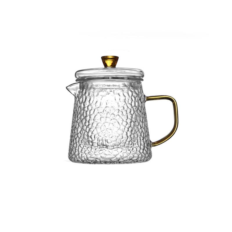 Estufa tetera hogar patrón de martillo de vidrio resistente al calor tetera té separación de alta temperatura resistente filtro té fabricante traje