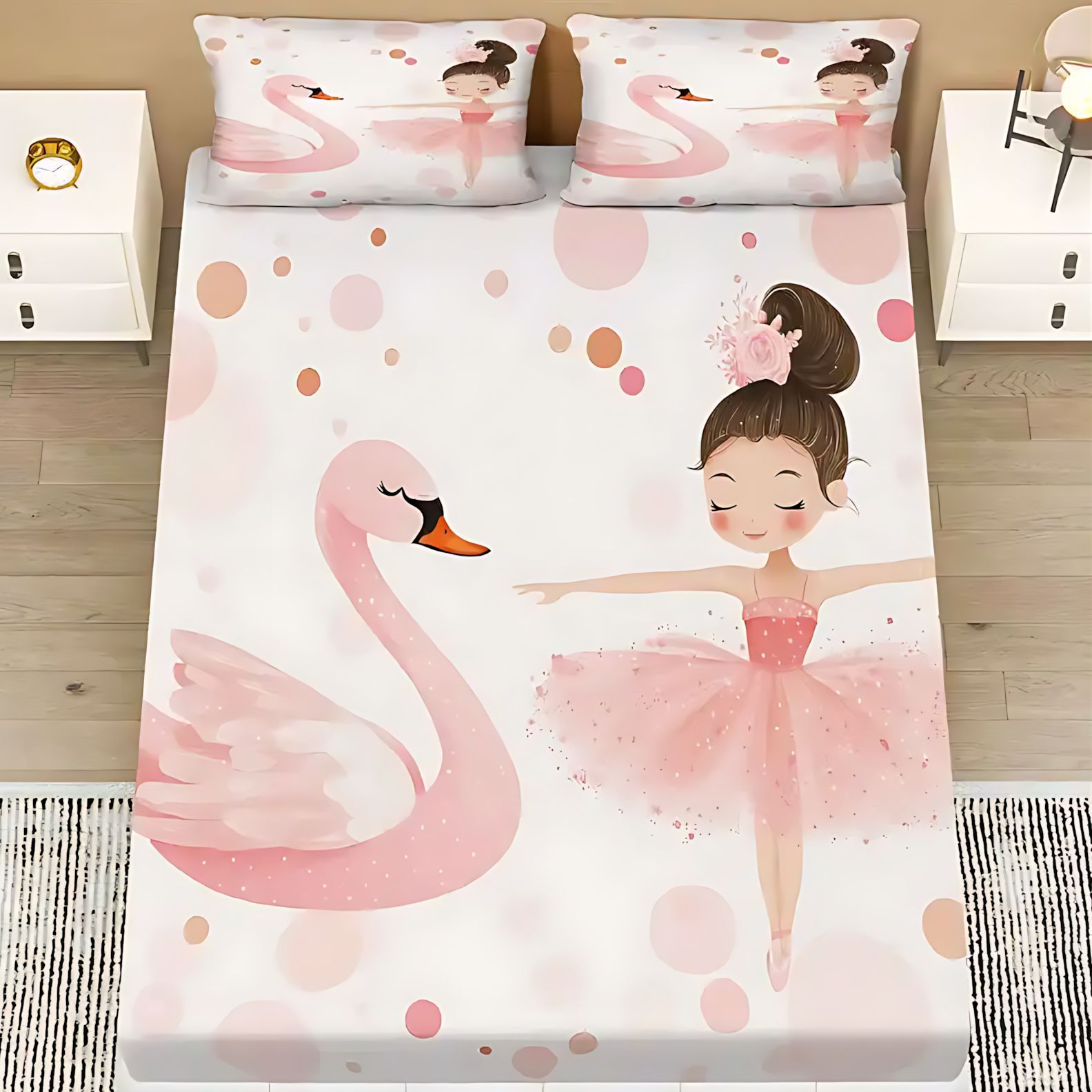 TEMU / JIT transfronterizo textil doméstico niña ballet temático patrón de impresión digital HD cama gaza pillow cover set