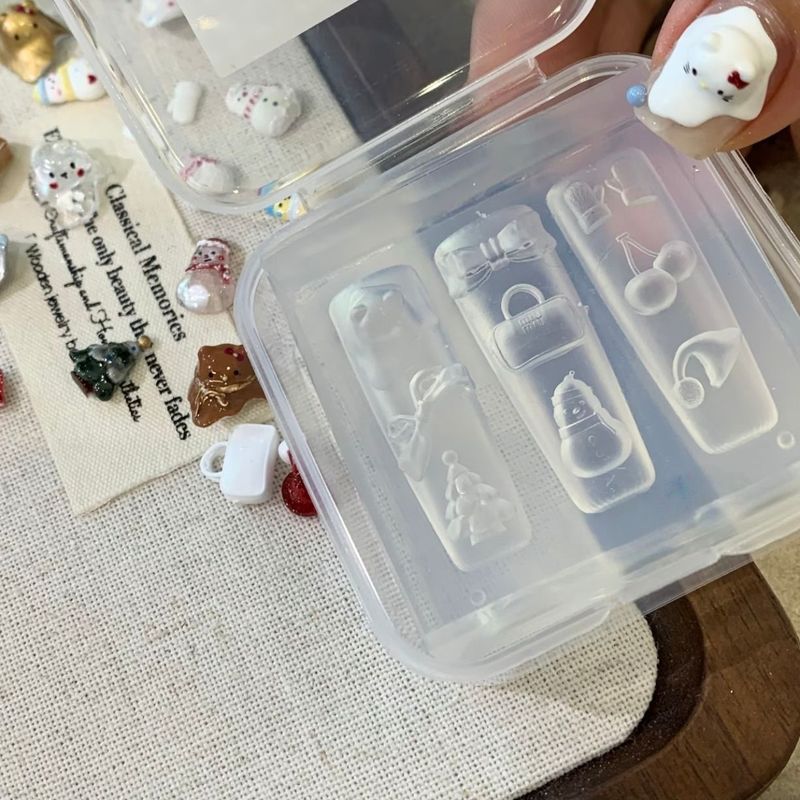 新款圣诞礼爆款高透立体美甲浮雕装饰硅胶创意模具DIY蝴滴胶|undefined
