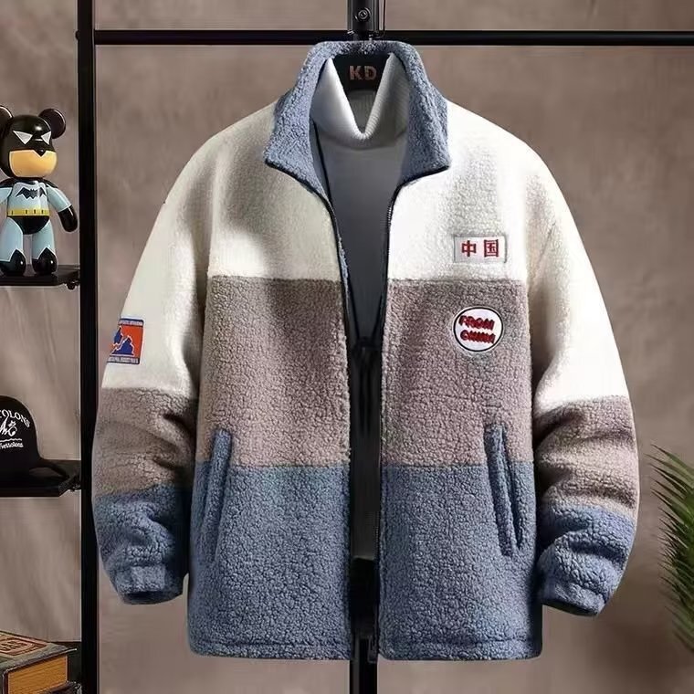 Winter Men's Lamb Fleece Top Jacket Korean Fashionable All-match Casual Loose fleece-lined Thickened Fleece Jacket for Men Winter Men's Lamb Fleece Top Jacket Korean Fashionable All-match Casual Loose fleece-lined Thickened Fleece Jacket for Men