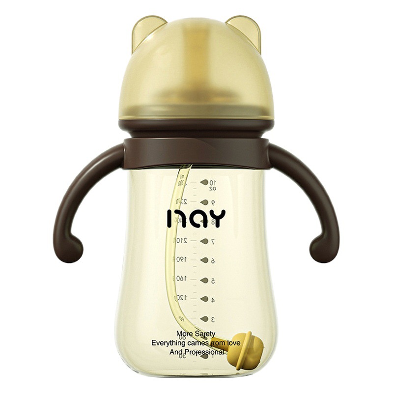 Biberón Nuoaiin con Pajita Antibacteriana de Nano Plata, Boca Ancha, Anti-Cólicos, con Asa, Fabricante en Stock, Transfronterizo
