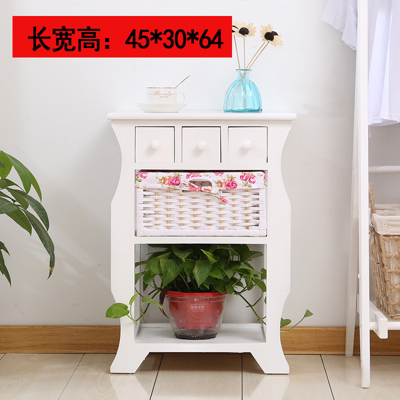 BB4C wholesale modern simple solid wood rattan drawer-type bedside storage cabinet multi-functional simple storage