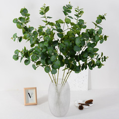 跨境仿真單支尤加利葉 金錢葉森系植物 婚禮裝飾家居擺件尤加利葉