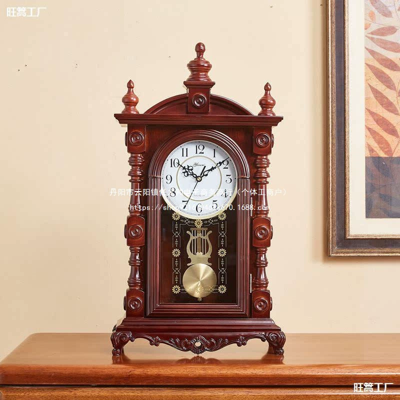 Настольные часы, часовые настольные часы, настольные часы из цельного дерева, домашний рабочий стол, европейский стиль, китайский производитель часов, ретро-гостиная