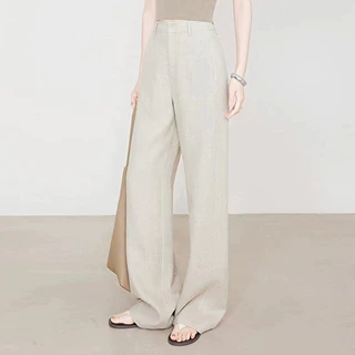 麻本色天丝亚麻阔腿裤女2026年夏季高腰显瘦垂感透气直筒休闲裤子