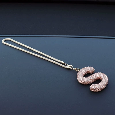 rearview mirror pendant pendant — Car hanging - s-letter-car-pendant-champagne-color
