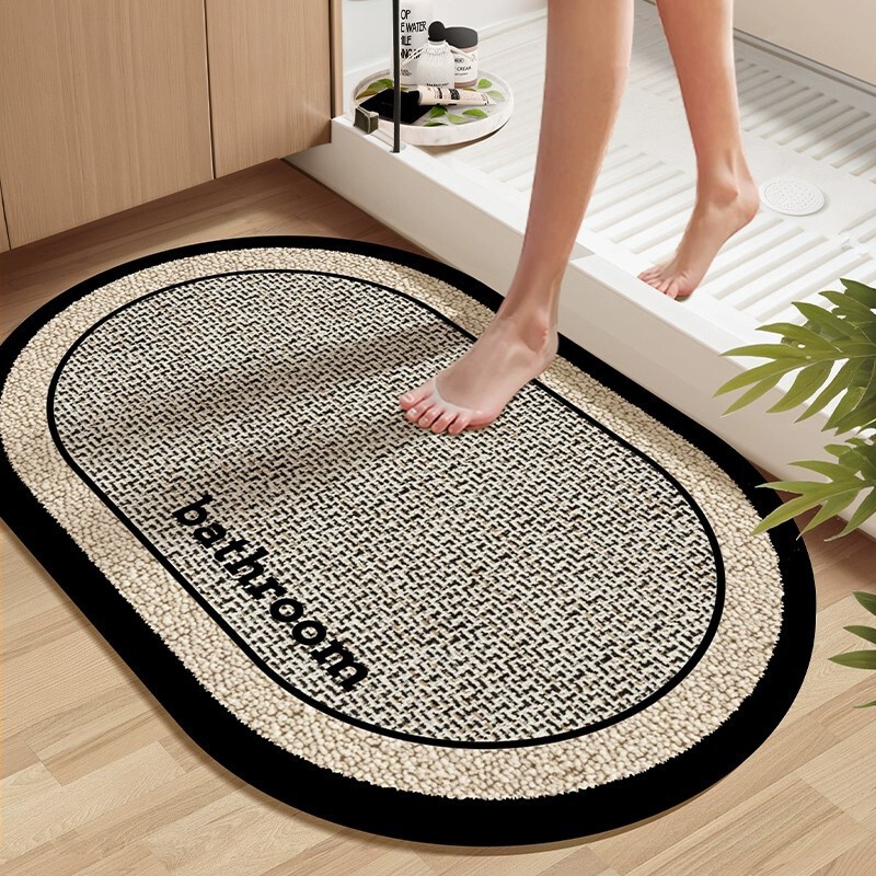 Bathroom Absorbent Floor Mat, Diatomaceous Earth Door Mat for Bathroom Entrance, Non-Slip Foot Mat for Restroom, Bathroom Carpet