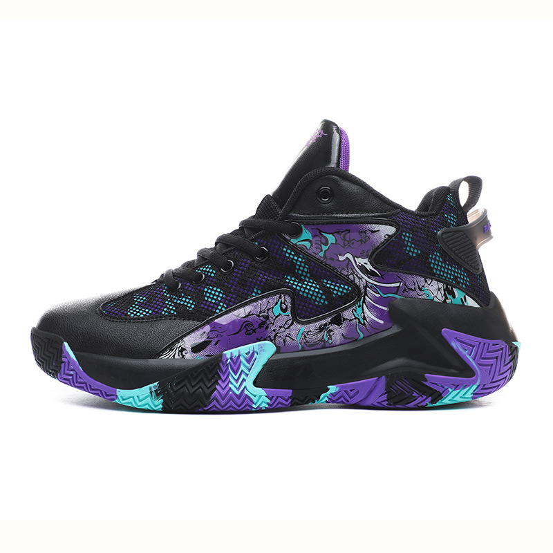 Zapatos de baloncesto transfronterizos zapatos de pareja de goma graffiti de moda nacional Transpirable de alta calidad cómodo Street Fighter plataforma de baloncesto zapatos para correr hombres image 4