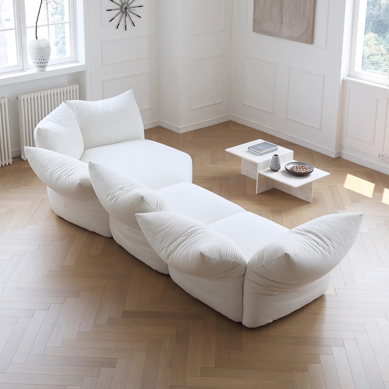 Cream viento pétalos arena moderna minimalista creativo módulo de forma especial sofá de esquina tela sofá villa gran piso plano