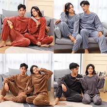 珊瑚绒情侣睡衣男女冬季加厚加绒可外穿仙女暖暖套装家居服两件套