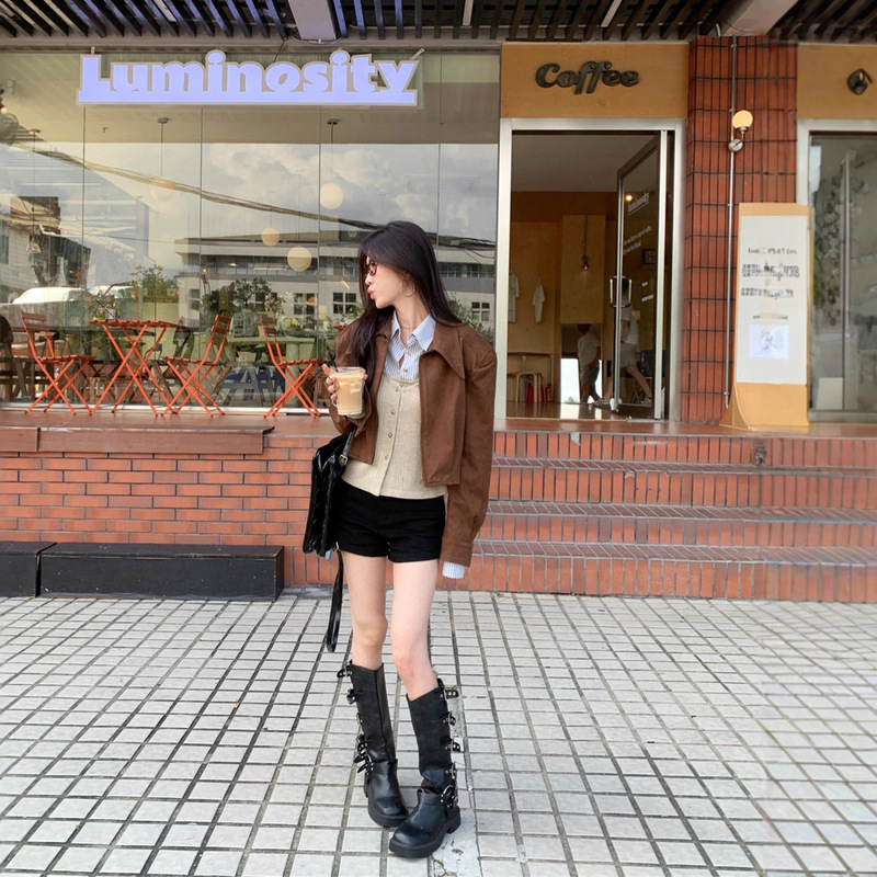 实拍 美拉德休闲独特酷飒夹克短外套2025秋小个子设计感短款上衣|undefined