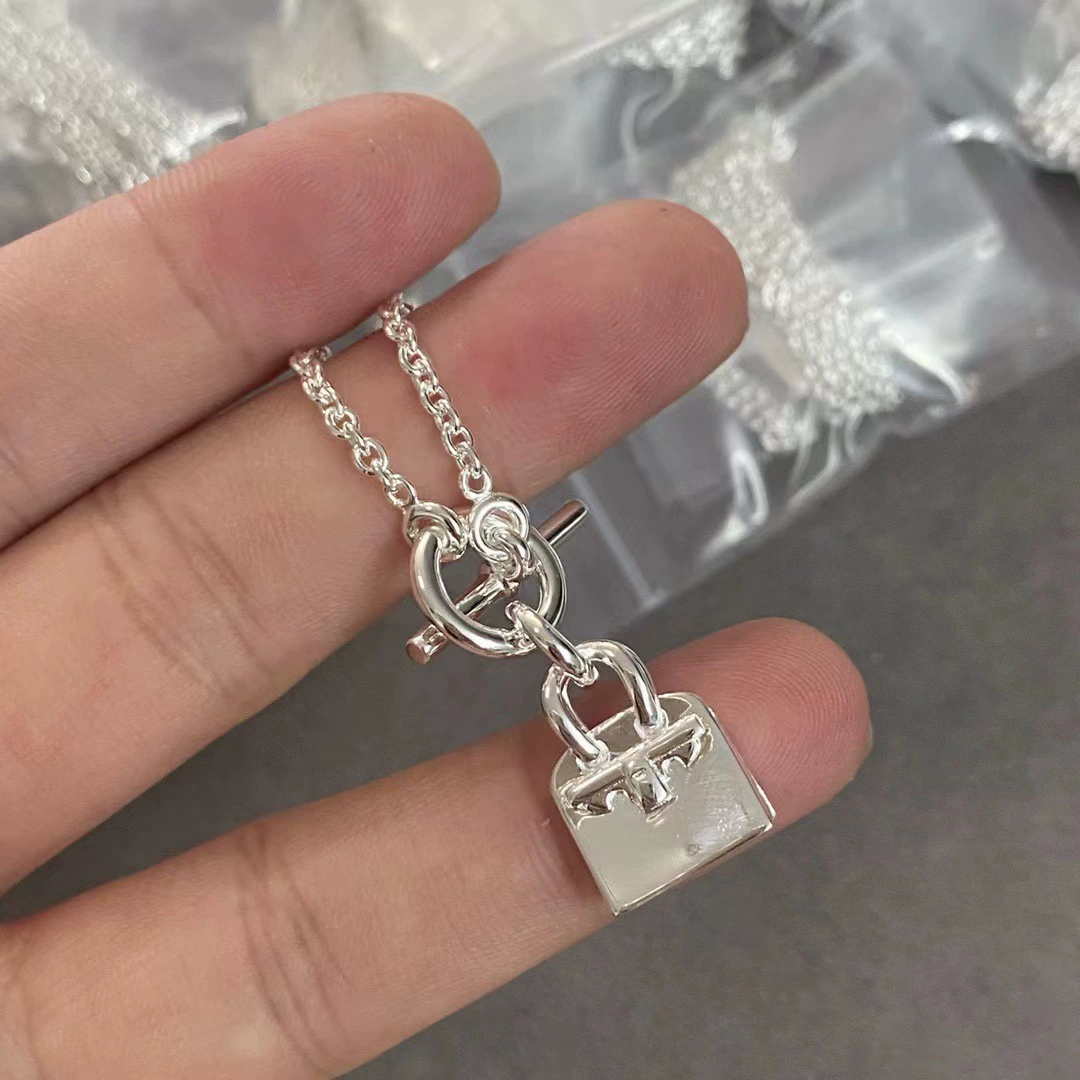 Классическая сумка, ожерелье, золотой кулон, образец серебро 925, 18K, розовое золото