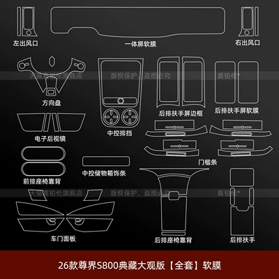 armrest modification parts, Car interior film - 26-models-of-zunjie-s800-collectors-edition-full-set-soft-film