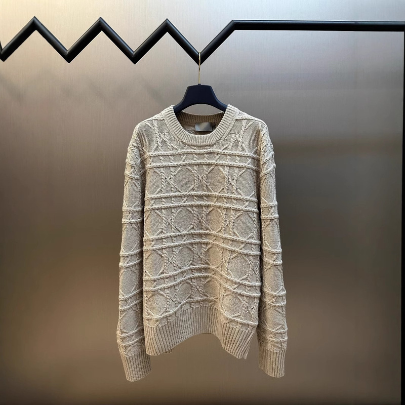Ceiling Version in Stock, High Quality D Home 25 New Style Trellis Pattern Round Neck Sweater, Fashionable and Versatile, Same Style for Men and Women