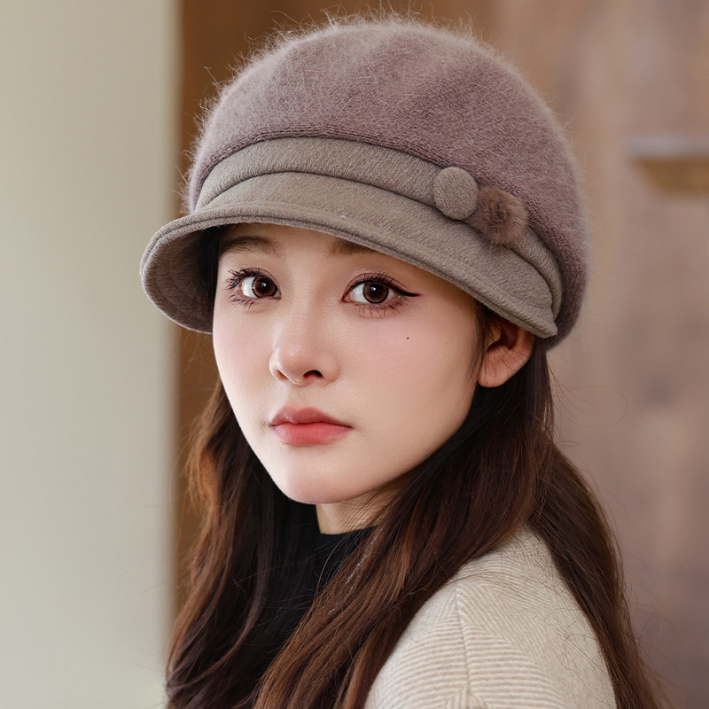 Autumn and Winter Mother's Hat Women's Thickened Warm Fashion Scarf suit Rabbit Fur Wool Hat Grandma Middle-aged and Elderly People