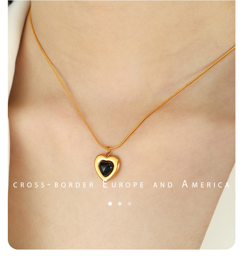 9g Weight Natural Stone, Glass Inlay Material Earrings, Necklace Classification Holiday, Daily Occasion 304 Stainless Steel Material Heart Shape Pattern Women's Gender Inlay Design Simple Style Style Wholesale Jewelry Simple Style Heart Shape 304 Stainless Steel Natural Stone Glass Inlay Earrings Necklace 9