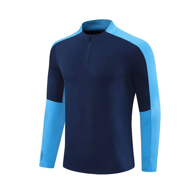Otoño y invierno media cremallera chaqueta de entrenamiento de fútbol conjunto de ropa de juego de manga larga de punto personalizada ropa deportiva
