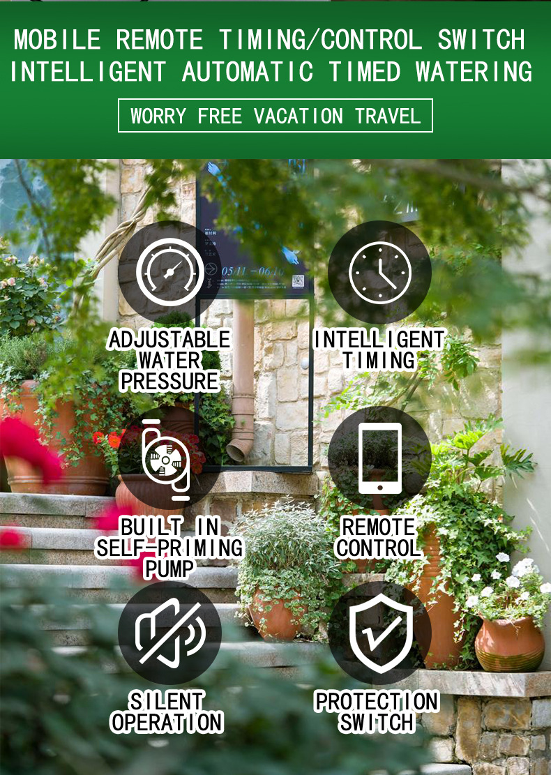 Adjustable Drip Irrigation With WiFi Mobile Control, Automatic Timed Watering Device For Balcony Potted Plants And_voghion.com