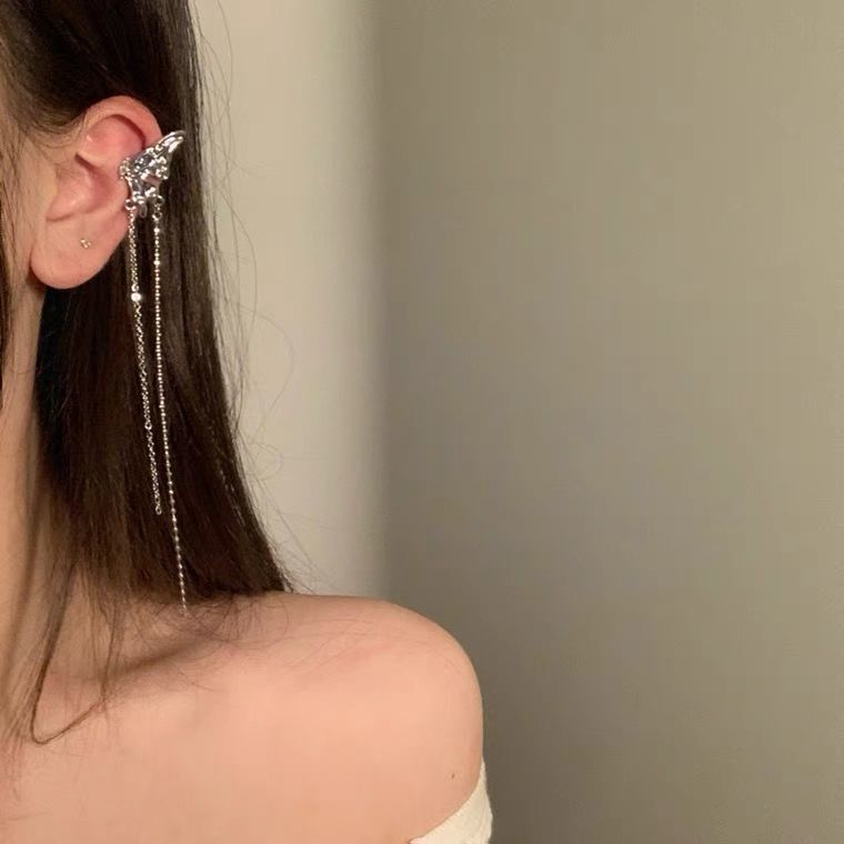 Super hada hada mariposa clip de oreja hembra sin orejas borlas clip de hueso de oreja nicho de alto nivel de sentido de la oreja colgante de oreja aretes