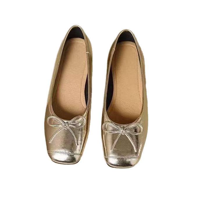 2026 primavera nueva cabeza cuadrada poco profunda pies anchos zapatos marizhen zapatos de plata zapatos monolíticos para mujeres