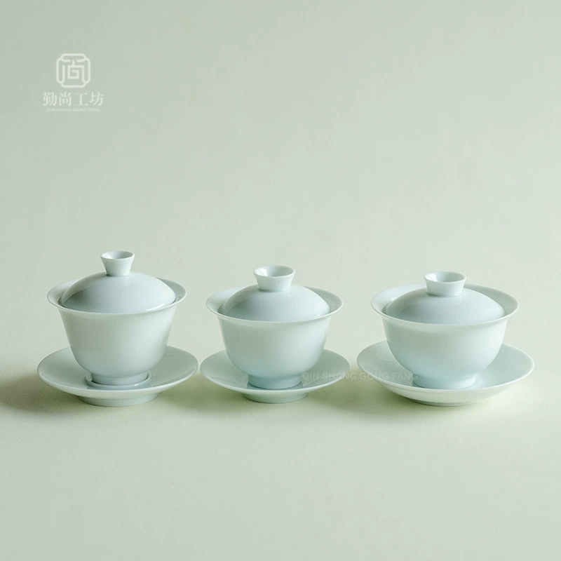 Тарелка для чая Shadow Qing Sancai Bowl Celery Kung Fu Tea Set Не выпекайте чайную чашу одна китайская бытовая керамика ручной захват чаши