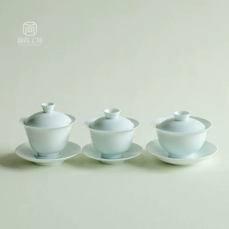 Тарелка для чая Shadow Qing Sancai Bowl Celery Kung Fu Tea Set Не выпекайте чайную чашу одна китайская бытовая керамика ручной захват чаши