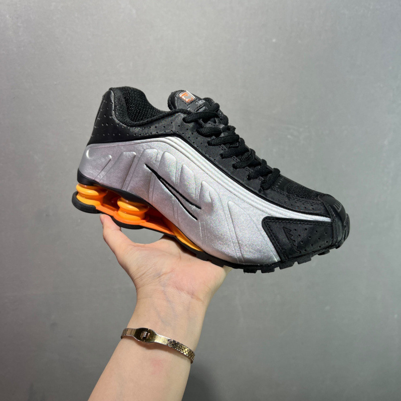 Shox R4 High-Quality Air Column Spring Cushioning Running Shoes Men's and Women's Plaid Cushioning Wear Casual Sports Shoes Shox R4 High-Quality Air Column Spring Cushioning Running Shoes Men's and Women's Plaid Cushioning Wear Casual Sports Shoes