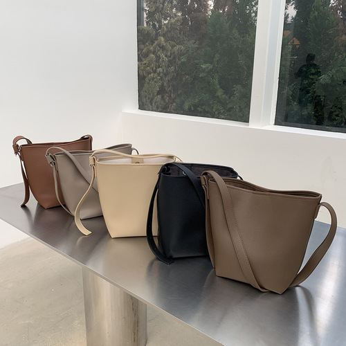 乔戈轻复古女包休闲简约大容量单肩包质感荔枝纹斜挎子母包秋新款