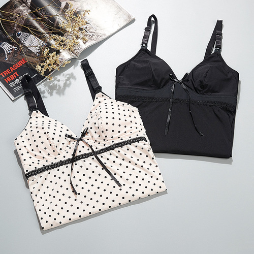 Wholesale Manufacturer's Distribution Spring and Summer New Chiffon Maternity Home Sleepwear with Front Button for Postpartum Breastfeeding Strap Dress