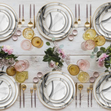 外贸新品骨瓷餐盘新中式手绘水墨陶瓷盘子餐厅日用圆盘创意盘摆件