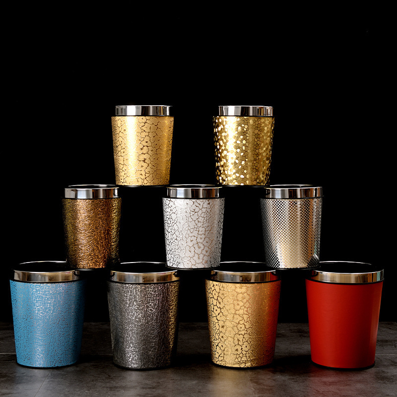 Creative trash can European-style household uncovered living room kitchen bathroom office paper basket with pressure Ring Hotel wholesale