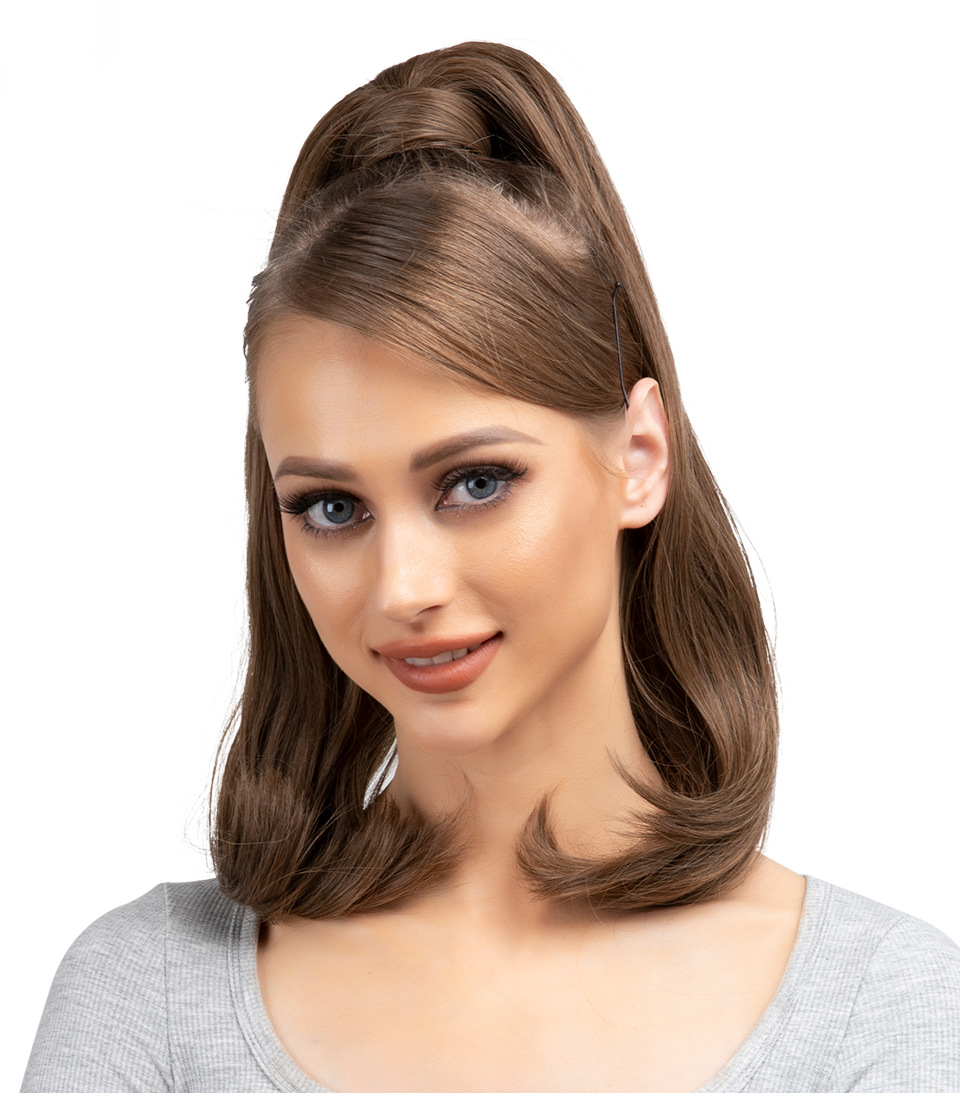 Peluca de seda de alta temperatura transfronteriza con clip, cabello largo, cola de caballo, bobinado femenino, micro rizo natural, fibra química, fabricante de cola de caballo, comercio exterior_voghion.com