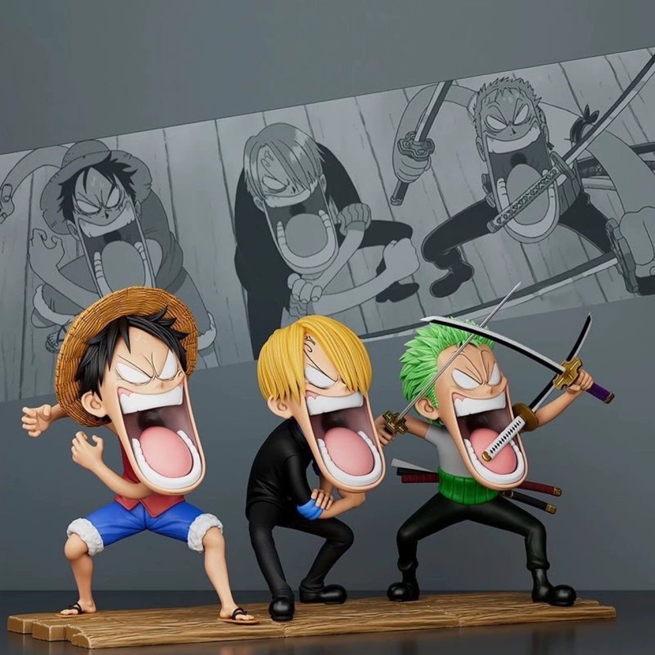 Фигурка (One Piece) «Голодная троица» — Луффи, Санжи, Зоро, коллекционная статуэтка, набор из 3 штук