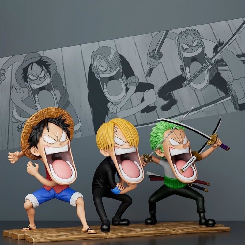 One Piece Hunger Trio Luffy, Sanji, Zoro Three Captains Anime Figure Model Statue Ornament