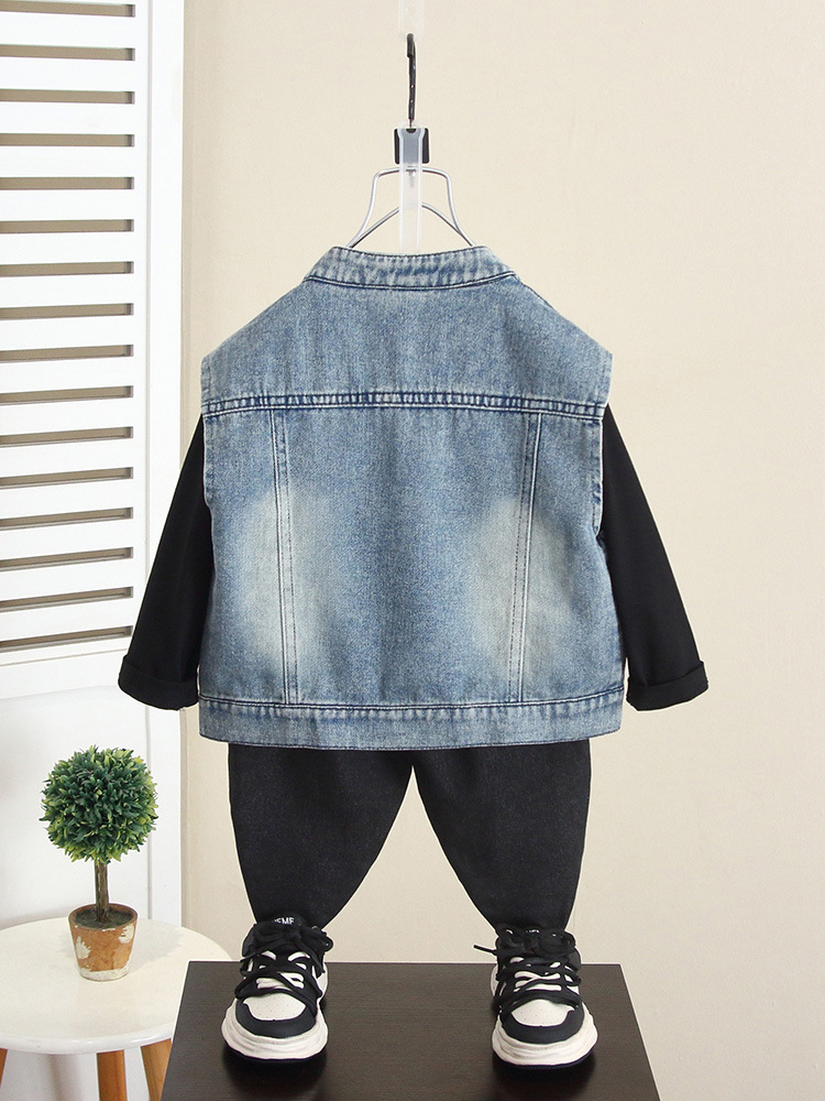 6263 Chaleco de mezclilla de otoño para niños 2025 Nuevo estilo de primavera y otoño para niños Chaleco coreano para niños