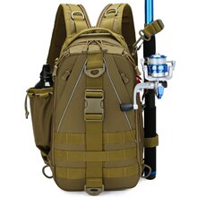 跨境户外两用垂钓包路亚单肩斜跨战术迷彩背包鱼竿包多功能双肩包