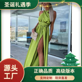 「正确版」跨境2023欧美春夏新款性感多变系带连衣裙 INS宽松女装