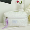 Creamy high quality handheld cosmetic bag, capacious storage system