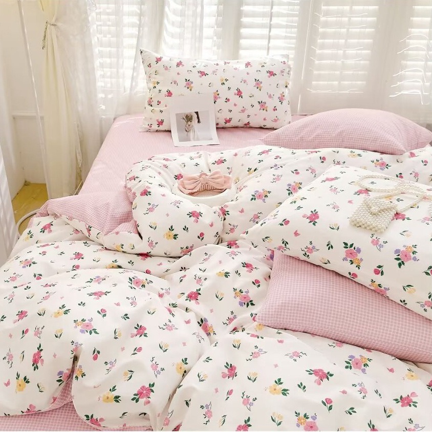 纯棉斜纹布料 全棉印花韩版AB版小碎花树叶日式 床品手工棉服里布