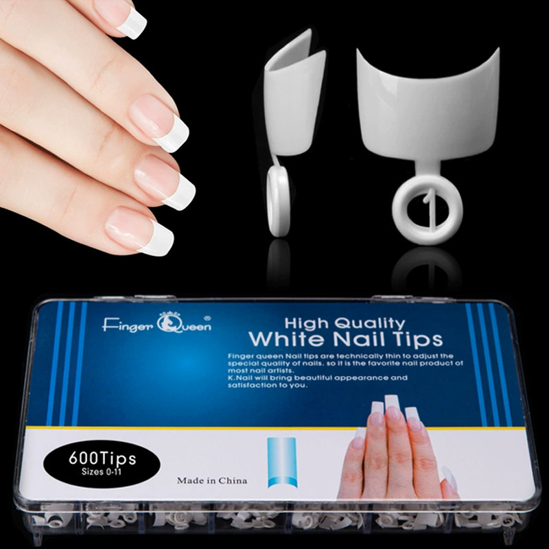 Crescent French Edge Nail Art Tips 500 Pieces Nail Extension Tips False Nails Parallel Square Short French Nail Tips