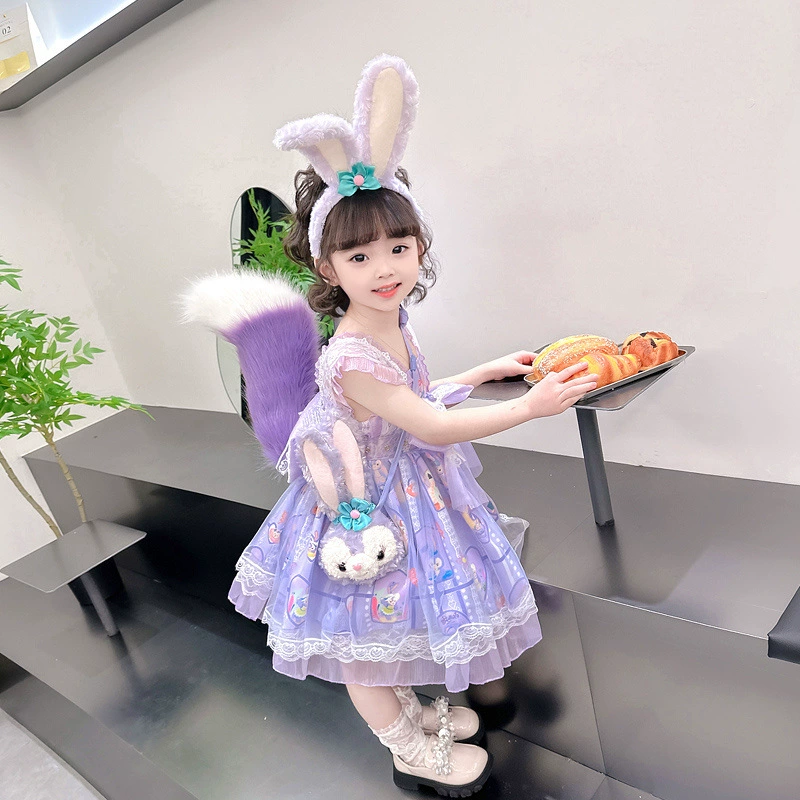 Children's summer small princess costume, short sleeve dress, girl's skirt, Lolita style, tutu skirt