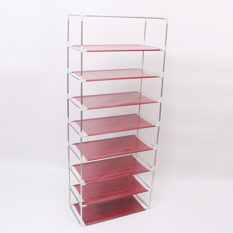 Gabinete de zapatos simple de múltiples capas liso tela no tejida cremallera estante de zapatos cubierta de tela a prueba de polvo zapato estante de almacenamiento gabinete estante de montaje comercio exterior