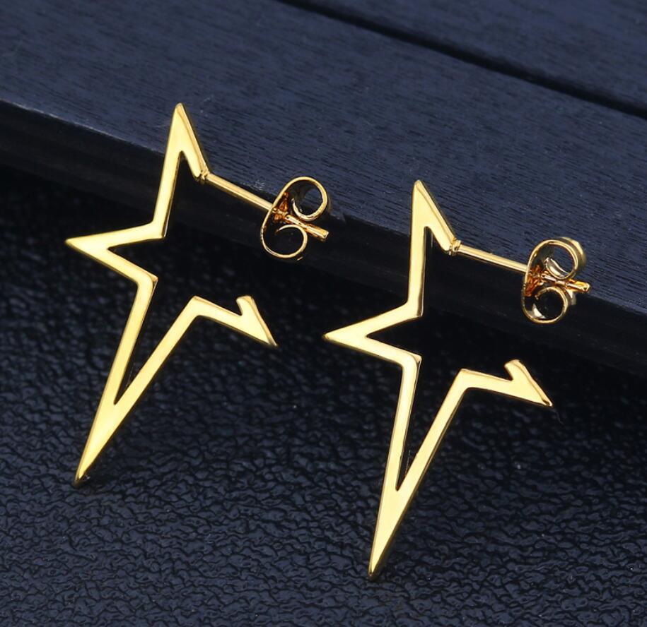 Fashion Star Stainless Steel Star Hollow Out Drop Earrings 1 Pair display picture 3