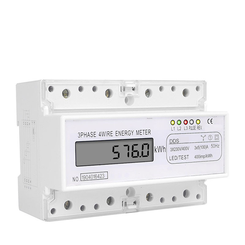 Suministro directo DTS pantalla de cristal líquido trifásica de cuatro cables medidor de vásmetros tipo riel guía doméstico de 380V medidor de energía eléctrica 7P caja de distribución
