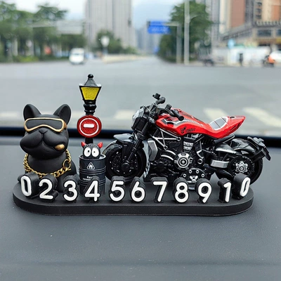 Nömrəli dayanma kartı | accessory - black-french-bulldog-streetlight-oil-drum-demon-cruise-red-3d-o-style