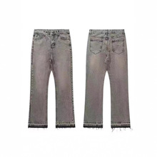 cleanfit 507版型水洗脚口流苏微喇灰色牛仔裤复古高街vibe风男潮