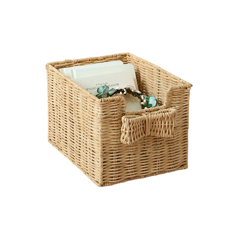 Cesta de almacenamiento de caña personalizada transfronteriza con mango de diseño de arco Cesta de almacenamiento de decoración de la habitación de niños Cesta de almacenamiento