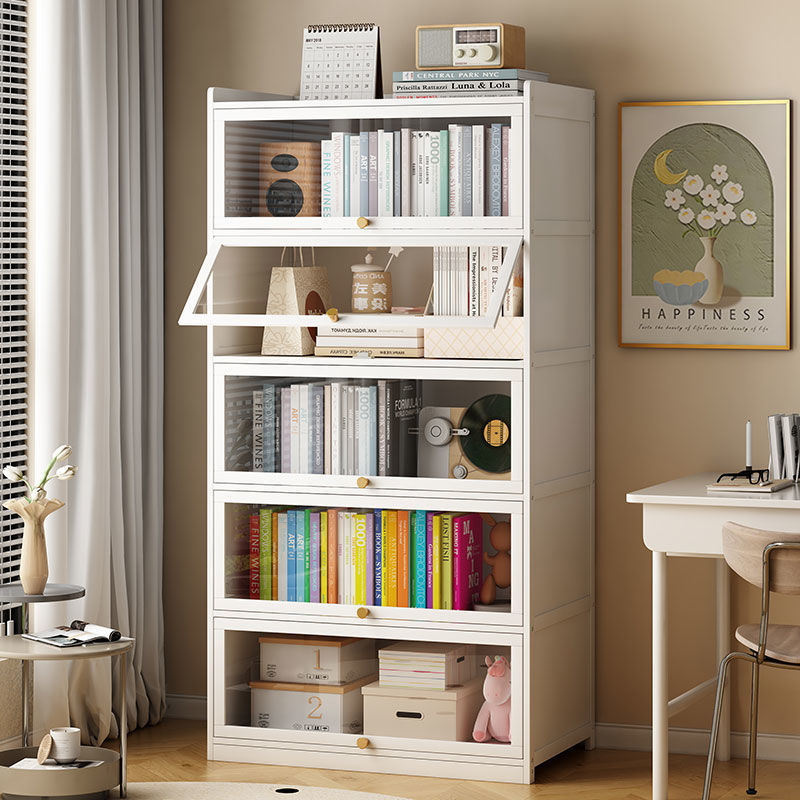 Bookcase with Door Simple Children's Bookshelf Floor-Standing Storage Rack Household Dust-Proof Storage Cabinet Display Cabinet Living Room Storage Cabinet